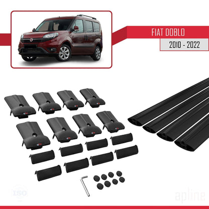 Compatibile con Fiat Doblo 2 2010-2022 Modello FLY Barre Portatutto Railing Portapacchi Auto Alluminio Nero 4 Barre