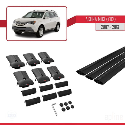 Compatibile con Acura MDX (YD2) 2007-2013 modello FLY Barre portatutto per auto Portapacchi in alluminio nero 3 barre