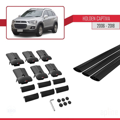 Compatibile con Holden Captiva 2006-2018 modello FLY Barre portatutto per auto Portapacchi in alluminio nero 3 barre