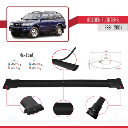 Compatibile con Holden Frontera 2 1999-2004 modello FLY Barre portatutto per auto Portapacchi in alluminio nero 3 barre