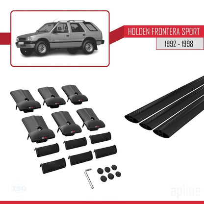 Compatibile con Holden Frontera Sport 1992-1998 modello FLY Barre portatutto per auto Portapacchi in alluminio nero 3 barre