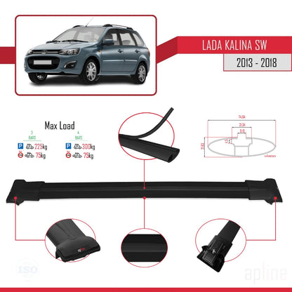 Compatibile con Lada Kalina 2 SW 2013-2018 FLY Model Barre Tetto Portapacchi Auto Barre Portatutto Nero Alluminio 3 Barre