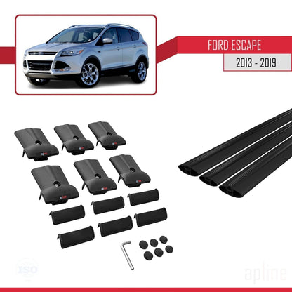 Compatibile con Ford Escape 3 2013-2019 modello FLY Barre portatutto per auto Portapacchi in alluminio nero 3 barre