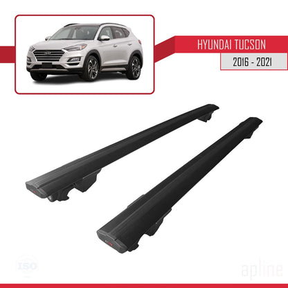 Compatibile con Hyundai Tucson 3 (TL) 2016-2021 modello HOOK Barre portatutto per auto Portapacchi in alluminio nero 2 barre