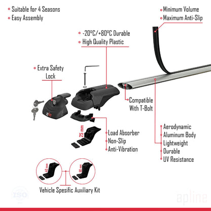 Compatible avec Toyota RAV4 IV (XA40) Post-Facelift 2016-2018 ACE-1 Barres de Toit Railing Porte-Bagages de Voiture Gris Aluminium 2 Barres