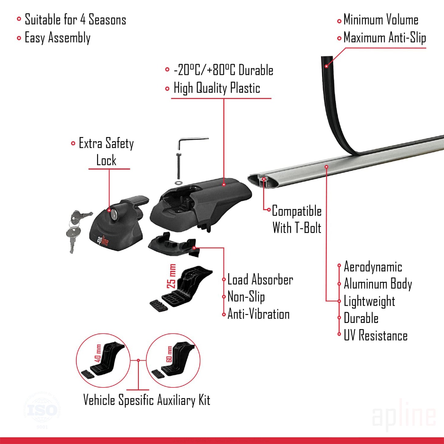 Compatible avec Toyota Sienna (XL10) 1998-2003 ACE-1 Barres de Toit Railing Porte-Bagages de Voiture Gris Aluminium 2 Barres