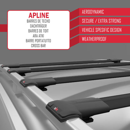 Compatible with Mercedes Vito 2 (W639) Post-Facelift 2010-2014 FLY Model Car Roof Rack Cross Bar Black Aluminium 4 Bars