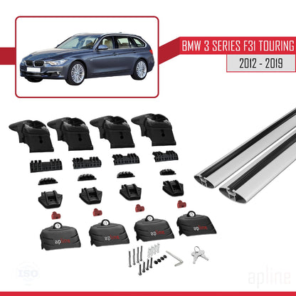 Compatibile con BMW Serie 3 (F31) Touring 2012-2019 Barre portatutto ACE-2 Portapacchi per auto in alluminio grigio 2 barre