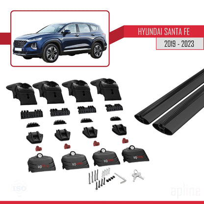 Compatibile con Hyundai Santa Fe 4 (TM) 2019-2023 ACE-2 Barre portatutto per auto Portapacchi Alluminio nero 2 barre