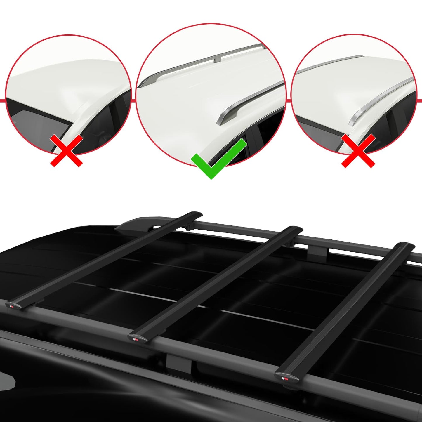 Compatible avec SsangYong Rexton 2018-2025 BASIC Model Barres de Toit Railing Porte-Bagages de Voiture Noir Aluminium 3 Barres