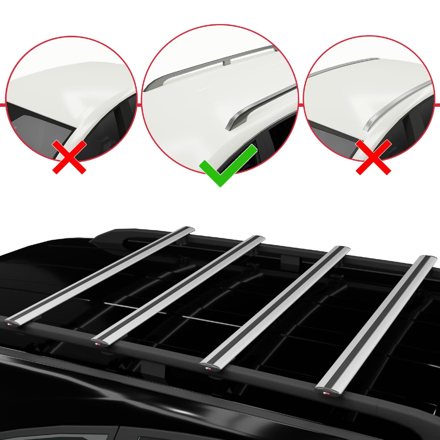 Compatible with Mercedes Vito 2 (W639) Pre-Facelift 2003-2010 BASIC Model Car Roof Rack Cross Bar Grey Aluminium 4 Bars