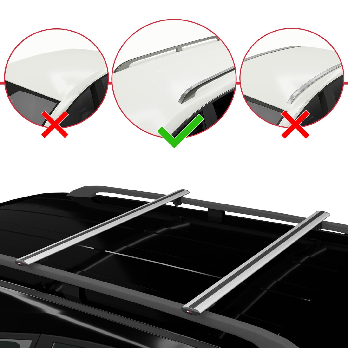 Compatible with Mercedes EQB (X243) 2021-2025 BASIC Model Car Roof Rack Cross Bar Grey Aluminium 2 Bars