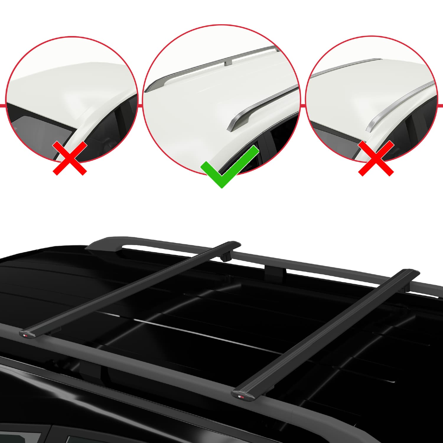 Compatible avec Chevrolet Suburban 2007-2014 BASIC Model Barres de Toit Railing Porte-Bagages de Voiture Noir Aluminium 2 Barres