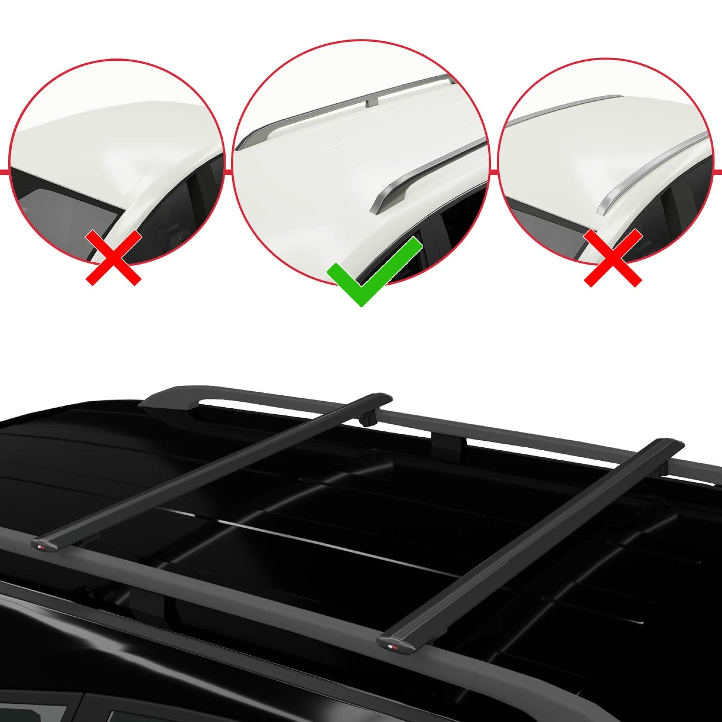 Compatible avec Suzuki XL-7 1998-2006 BASIC Model Barres de Toit Railing Porte-Bagages de Voiture Noir Aluminium 2 Barres