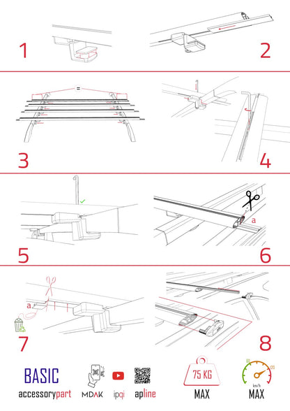 Compatible with Opel Combo E Life 2019-2022 BASIC Model Car Roof Rack Cross Bar Black Aluminium 4 Bars