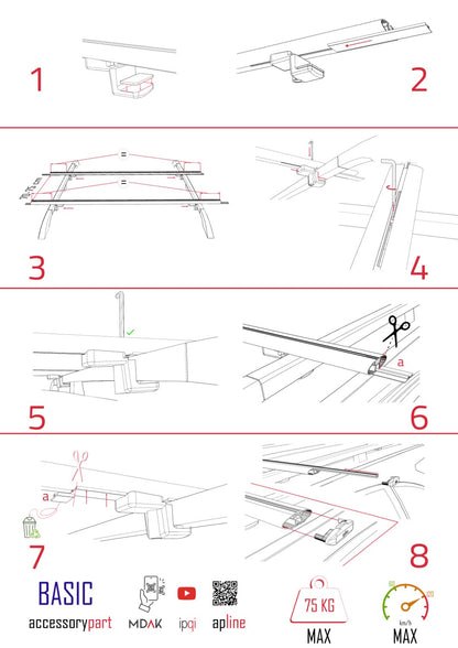 Compatible avec Toyota Corolla Spacio 2 (E120) 2001-2007 BASIC Model Barres de Toit Railing Porte-Bagages de Voiture Noir Aluminium 2 Barres