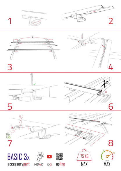 Compatible avec Jeep Cherokee 4 (KK) 2008-2013 BASIC Model Barres de Toit Railing Porte-Bagages de Voiture Noir Aluminium 3 Barres