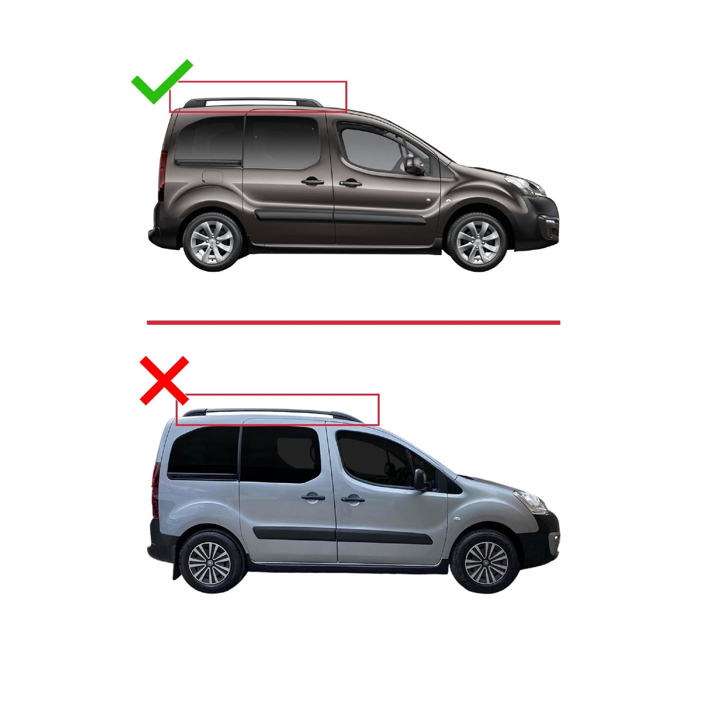 Compatibile con Citroen Berlingo 2 (B9) 2008-2018 modello BASIC Barre portatutto per auto Portapacchi in alluminio nero 3 barre