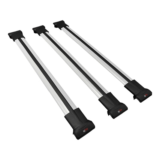 Compatible avec Fiat Doblo 2000-2009 V2 FLY Model Barres de Toit Railing Porte-Bagages de Voiture Gris Aluminium 3 Barres