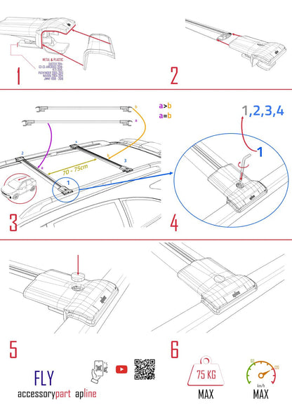 Compatibile con Mitsubishi Pajero (V60) 5 Kapı 1999-2006 FLY Model Barre Tetto Portapacchi Auto Barre Portatutto Grigo Alluminio 2 Barre