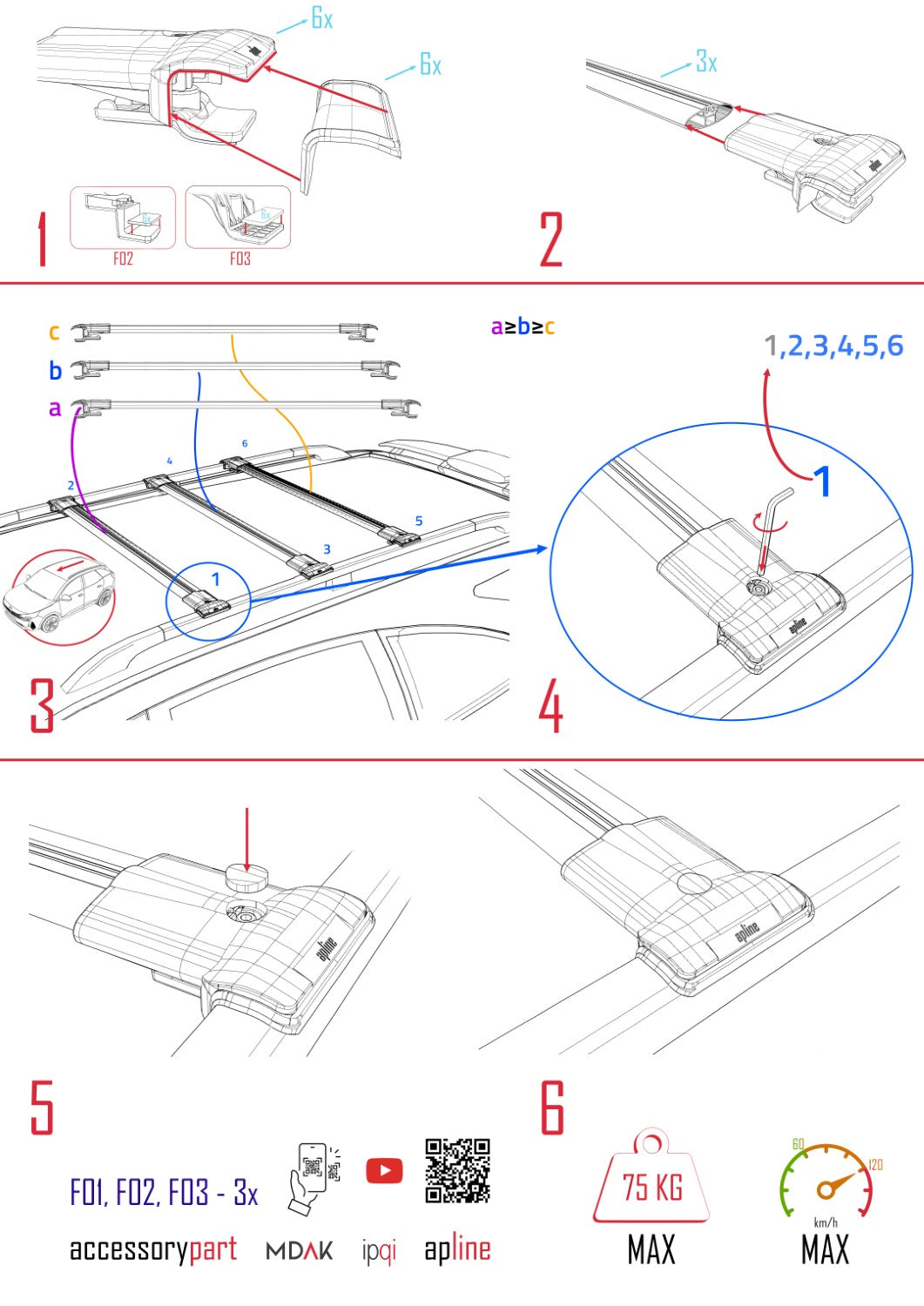 Compatible avec Kia Carnival 2025 FLY Model Barres de Toit Railing Porte-Bagages de Voiture Gris Aluminium 3 Barres