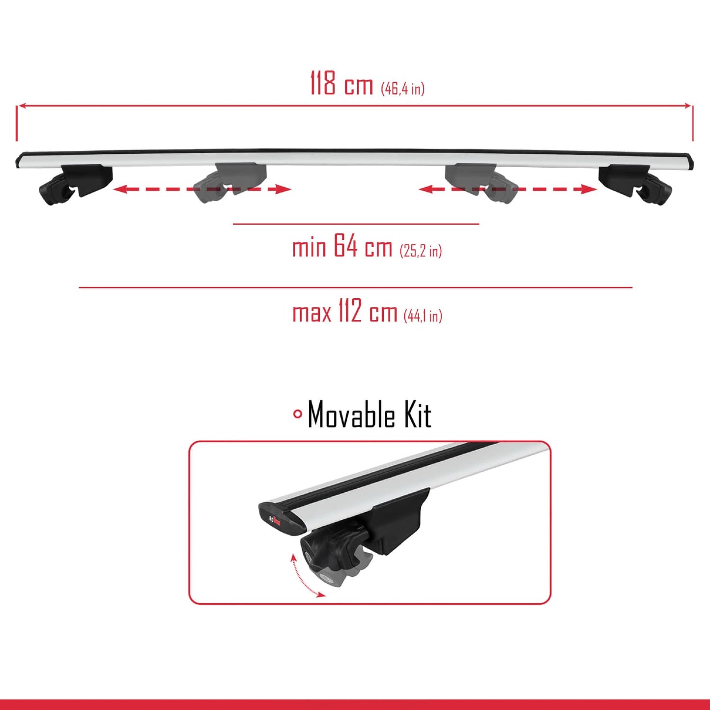 Compatibile con Ssangyong Rodius 2 2013-2018 HOOK Model Barre Tetto Portapacchi Auto Barre Portatutto Grigo Alluminio 2 Barre
