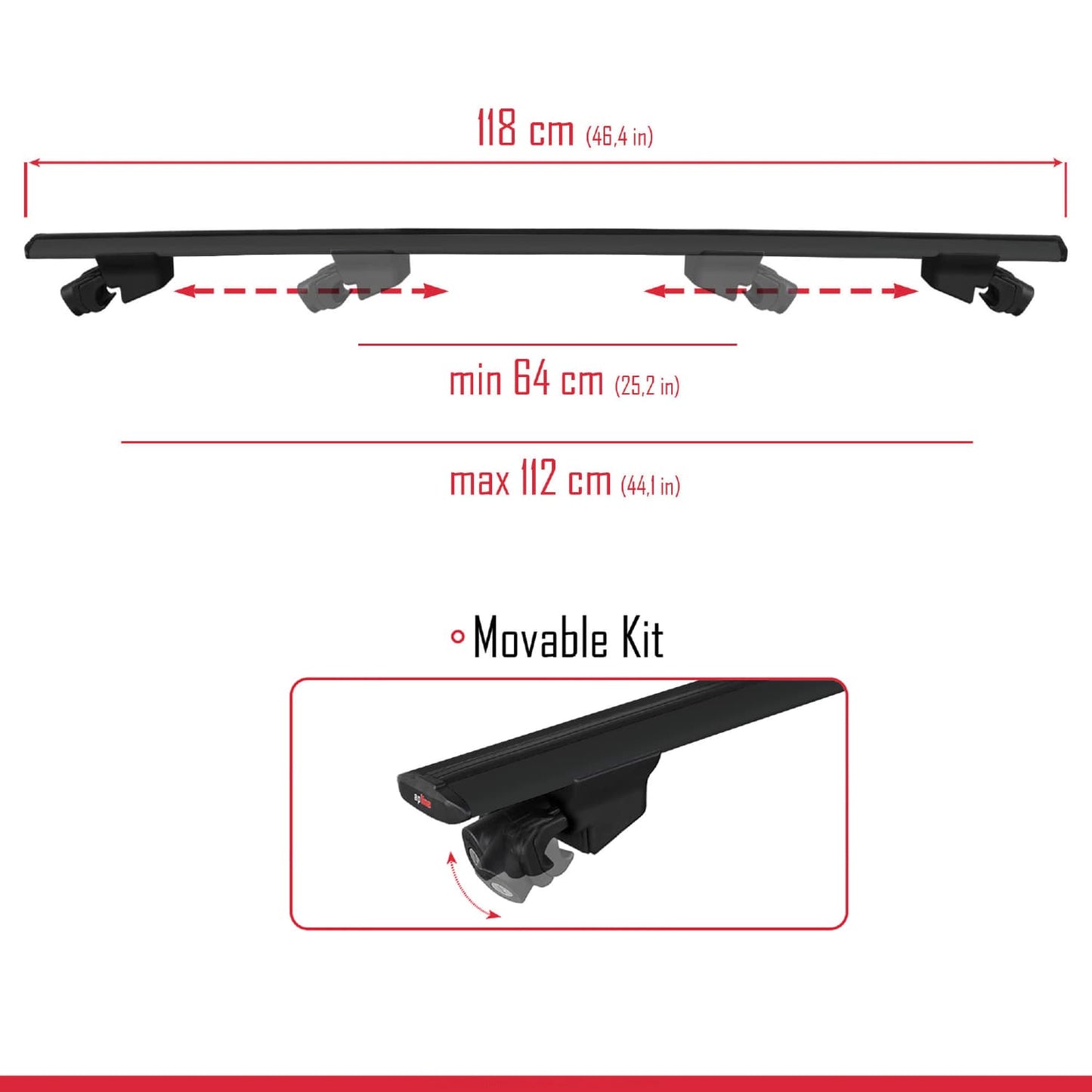 Compatible avec Suzuki SX4 S-Cross 3 (JYB) 2013-2021 HOOK Model Barres de Toit Railing Porte-Bagages de Voiture Noir Aluminium 2 Barres