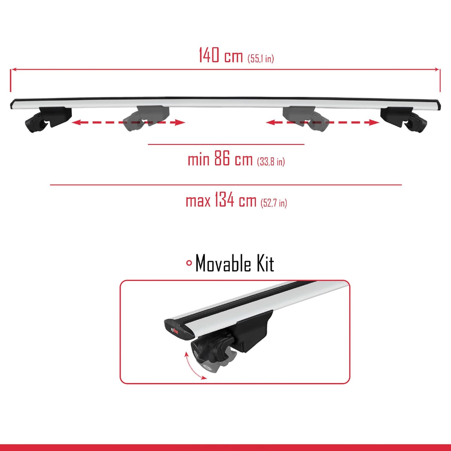 Compatible avec Kia EV5 2024-2025 HOOK Model Barres de Toit Railing Porte-Bagages de Voiture Gris Aluminium 2 Barres
