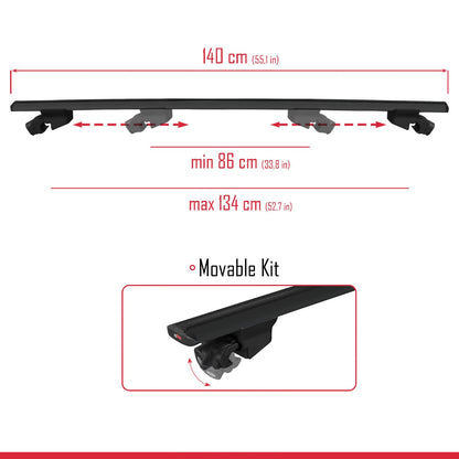 Compatible avec Kia EV5 2024-2025 HOOK Model Barres de Toit Railing Porte-Bagages de Voiture Noir Aluminium 2 Barres