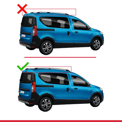 Compatibile con Dacia Dokker 2012-2023 FLY Barre portatutto modello Railing Portapacchi per auto GRIGIO