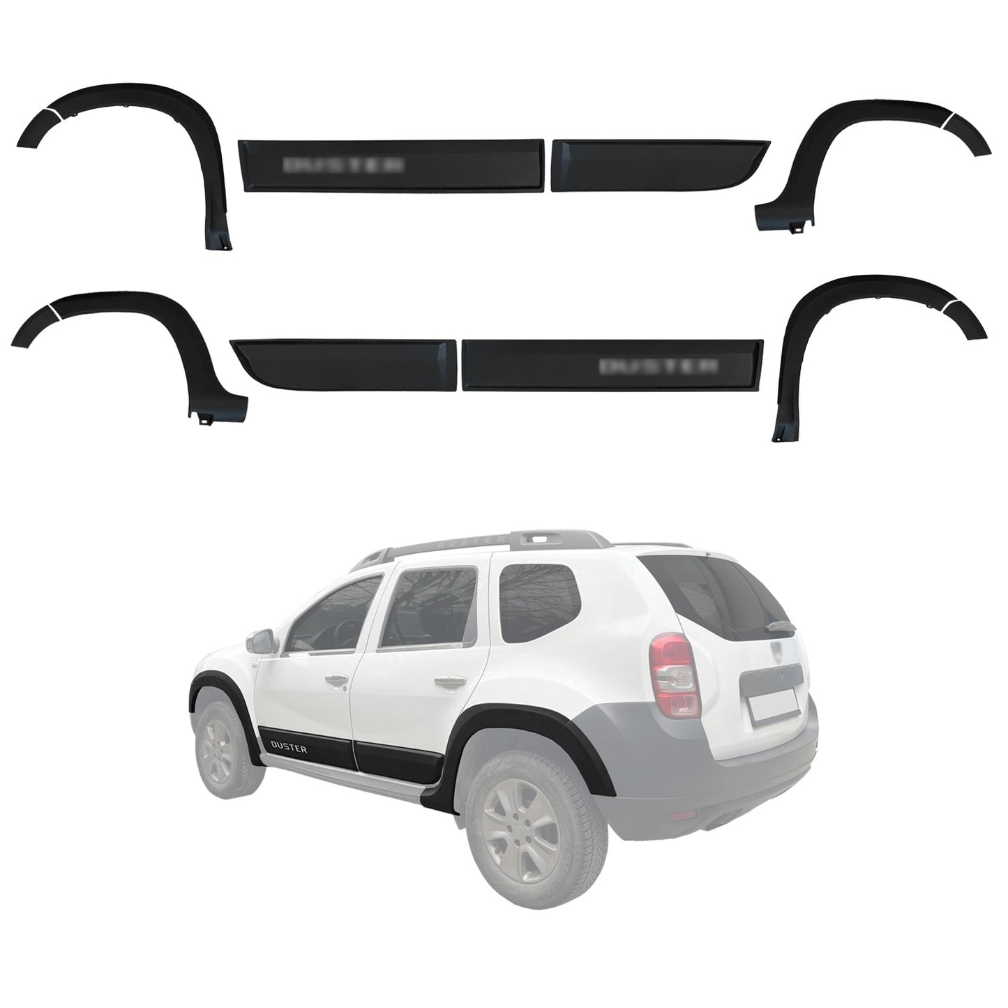 Compatibile con Dacia Duster (HS) 2010-2017 Protezione parafango, passaruota, paraurti, parafango e protezione laterale, kit di protezione per carrozzeria NERO