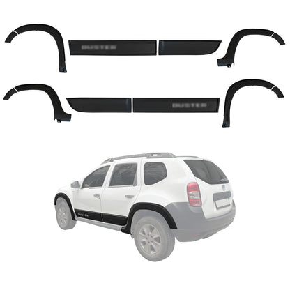 Compatibile con Dacia Duster (HS) 2010-2017 Protezione parafango, passaruota, paraurti, parafango e protezione laterale, kit di protezione per carrozzeria NERO