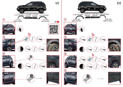 Compatibile con Dacia Duster 2018-2024 Protezione parafango, passaruota, paraurti, parafango e protezione laterale, kit di protezione per la carrozzeria dell'auto NERO