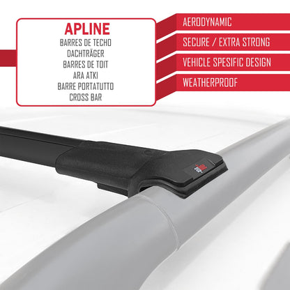 Compatible avec Vauxhall Combo D 2012-2018 FLY Model Barres de Toit Railing Porte-Bagages de Voiture Noir Aluminium 2 Barres